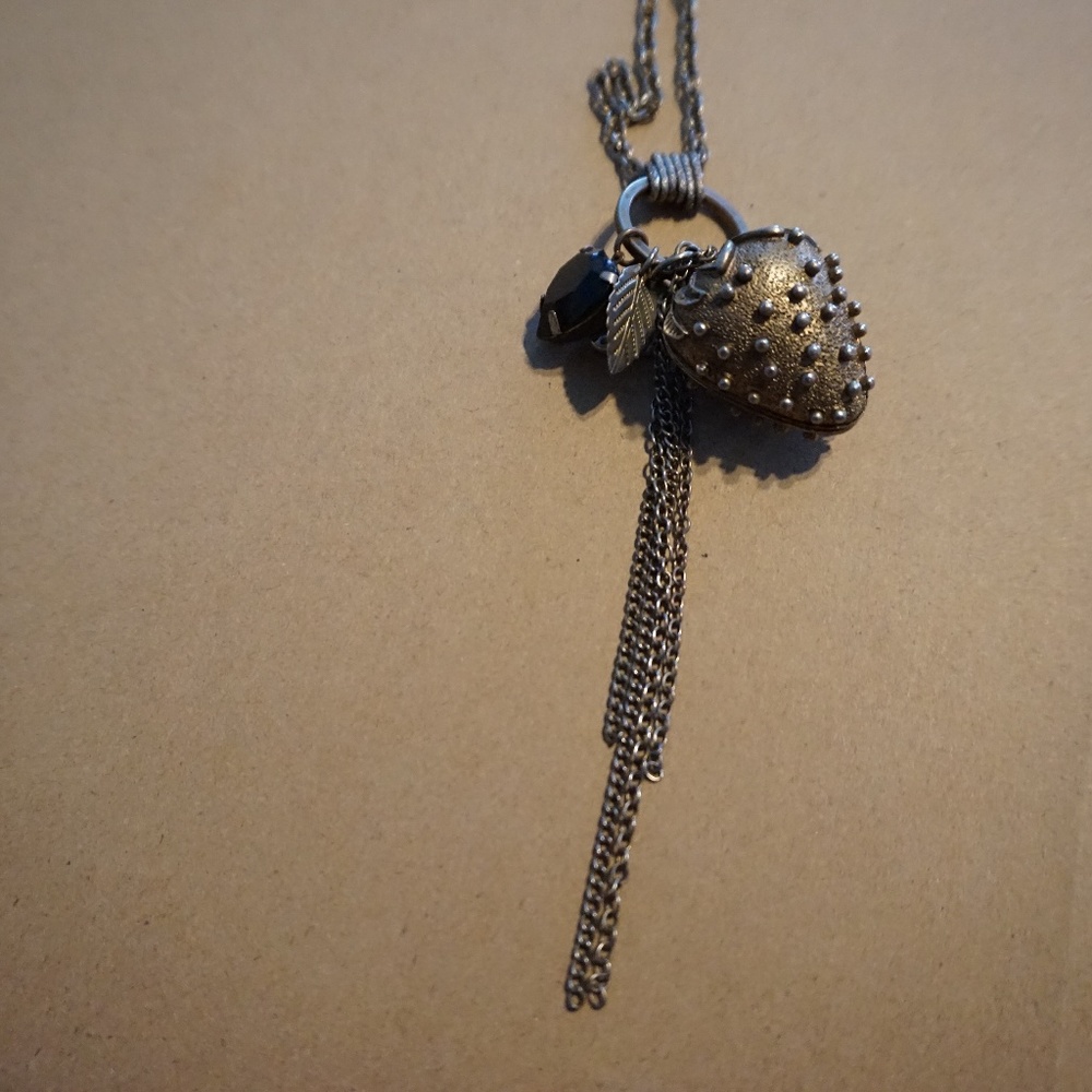 Gold strawberry pendant necklace